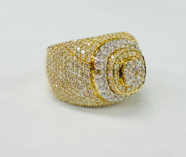 Yellow Gold Mens 3 1/2CTW Diamond Pave Ring