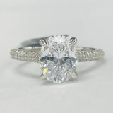 Noam Carver A034-02A – Atelier Oval Diamond Sidestone Engagement Ring, Hidden Halo, 14K/18K Gold or Platinum