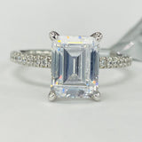 Noam Carver A059-03A – Emerald-Cut Diamond Engagement Ring, 14K White Gold with Pavé Accents