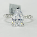 Noam Carver A060-04A – Premium Classic Three-Prong Diamond Accented Solitaire Engagement Ring, 14K White Gold