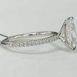 Noam Carver A060-04A – Premium Classic Three-Prong Diamond Accented Solitaire Engagement Ring, 14K White Gold