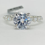 Noam Carver A296-01A Premium Hidden Halo Shared Prong Diamond Engagement Ring – 14K White Gold