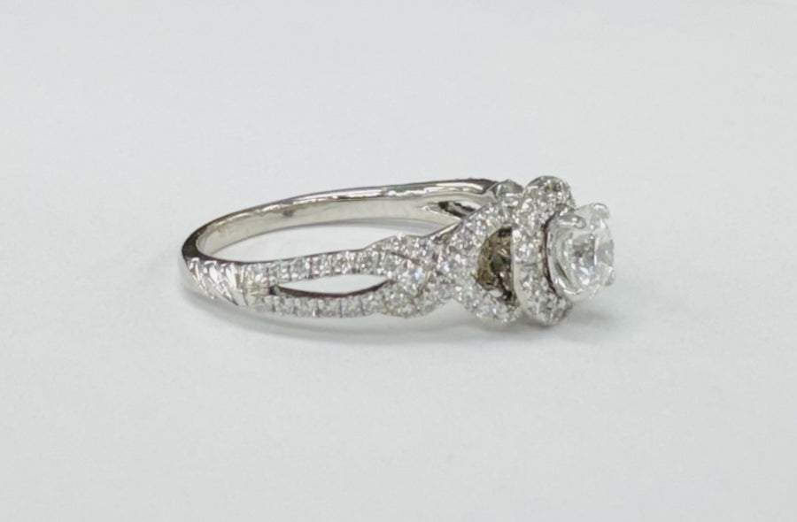 White Gold Elegant 1CTW Diamond Halo Engagement Ring