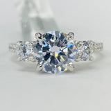 Noam Carver - Premium Three Stone Hidden Halo Accented Diamond Setting