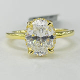 Noam Carver A039-02YA – Oval Diamond Halo Engagement Ring, 18K Yellow Gold