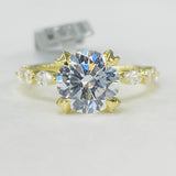 Noam Carver A078-01YA Engagement Ring – 14K Yellow Gold, Round Center Setting with Diamond Accents