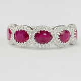 White Gold 1 1/2CTW Ruby Halo Diamond Band