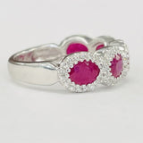 White Gold 1 1/2CTW Ruby Halo Diamond Band