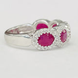 White Gold 1 1/2CTW Ruby Halo Diamond Band