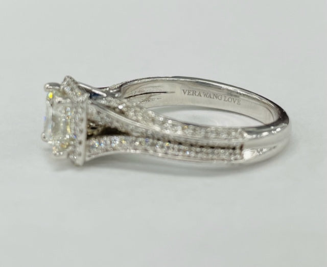 Vera Wang Love Princess Cut 1 1/2CTW Halo Engagement Ring
