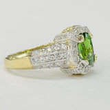 Yellow Gold Vivid Tsavorite Diamond Halo Ring