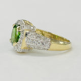Yellow Gold Vivid Tsavorite Diamond Halo Ring