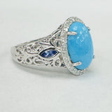 White Gold Turquoise And Diamond Halo Ring