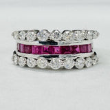 18KT White Gold Custom Cut Ruby And Diamond Ring