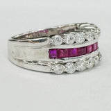 18KT White Gold Custom Cut Ruby And Diamond Ring