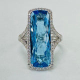 Bellarri - Statement Blue Topaz Diamond Halo Ring
