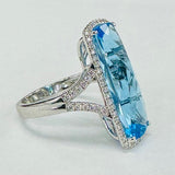 Bellarri - Statement Blue Topaz Diamond Halo Ring