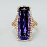Bellarri R9349PG14/A – 14KT Rose Gold Amethyst Halo Diamond Ring (7.56 CT Amethyst, 0.40 CTW Diamonds)