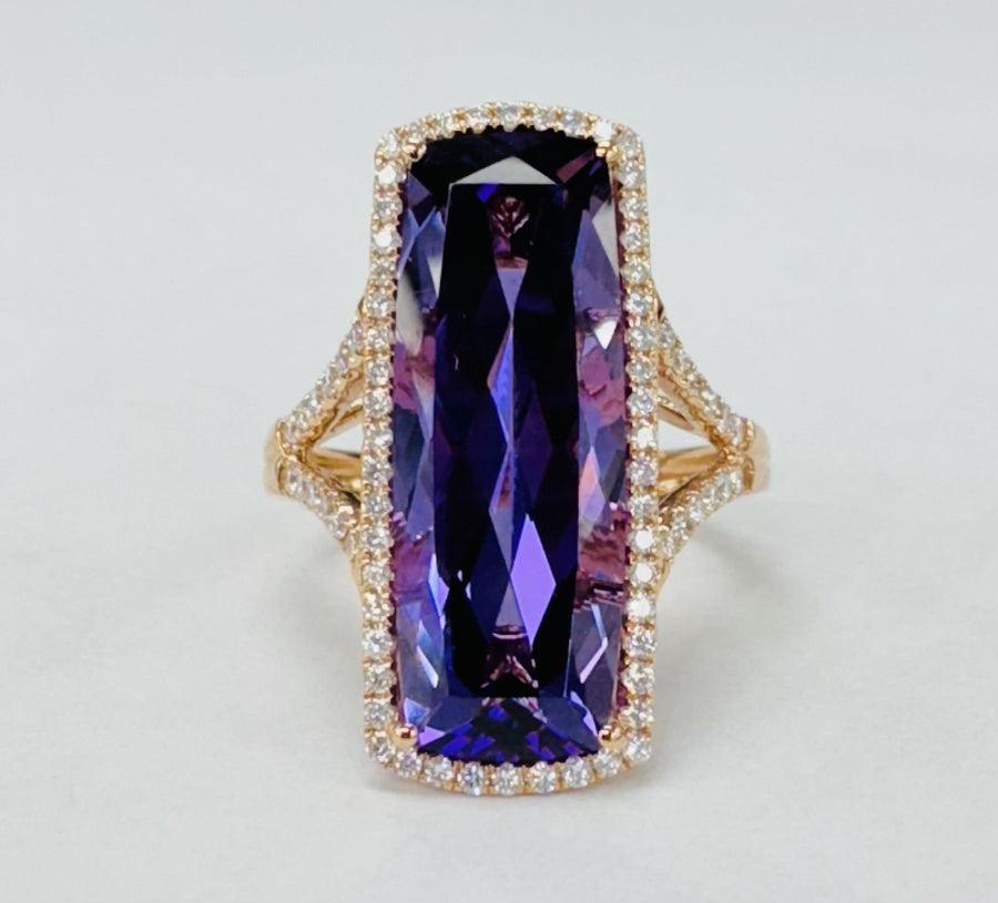 Bellarri - Statement Amethyst Diamond Halo Ring