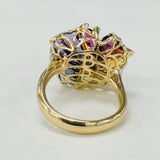 Bellarri R8629YG14/M – 14KT Yellow Gold Floral Multi-Colored Gemstone & Diamond Ring