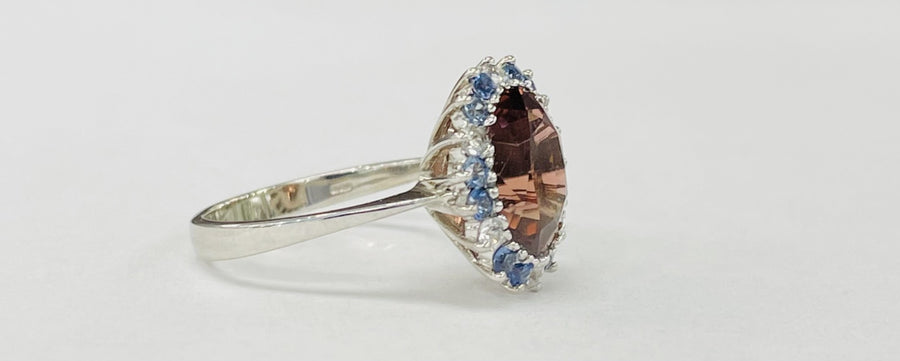 3.16 Pink Tourmaline Sapphire And Diamond Halo Ring