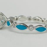 Artcarved - White Gold Contemporary Floral Diamond And Ceramic Turquise Setting