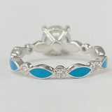 Artcarved - White Gold Contemporary Floral Diamond And Ceramic Turquise Setting