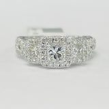 Three Stone Princess Cut Halo Twist Engagement RIng