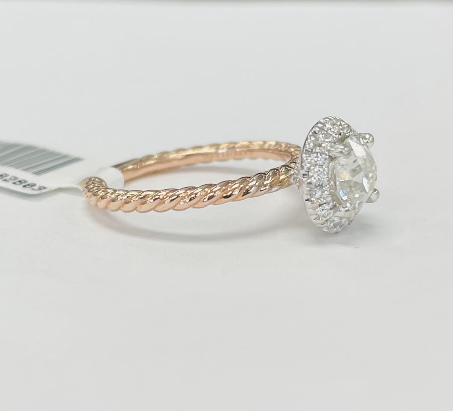 Vintage Inspired Rope Halo Diamond Engagement Ring