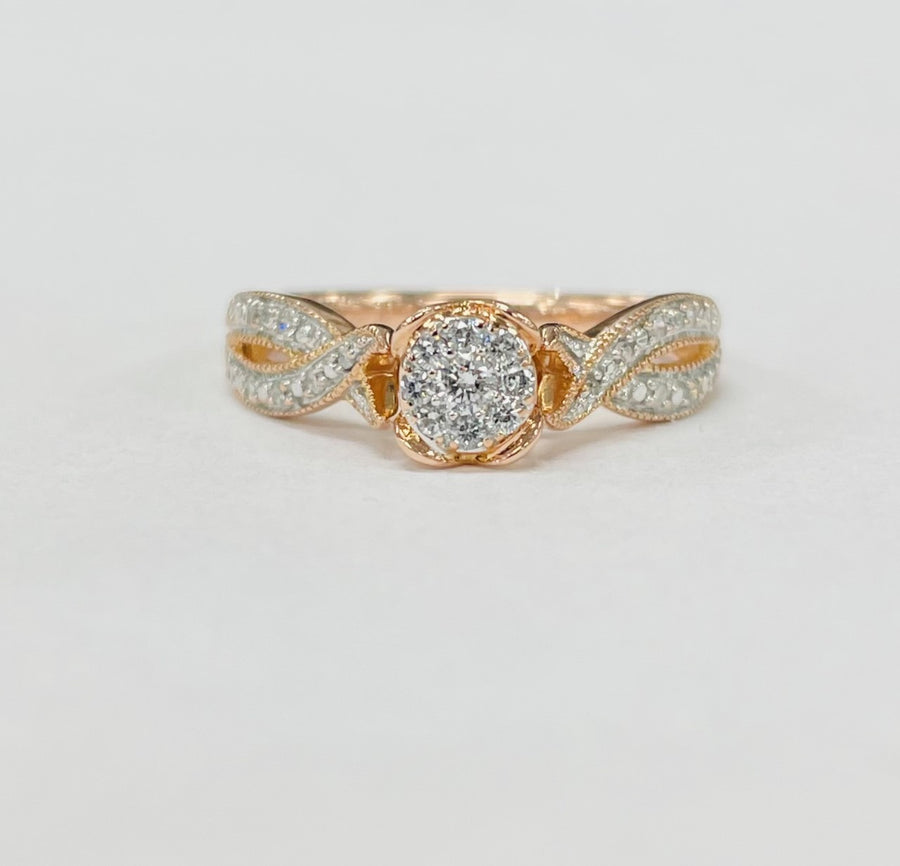 Rose Gold Twist Diamond Enagement Ring