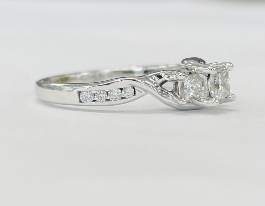 Three Stone Princess Cut Diamond Engagement Ring