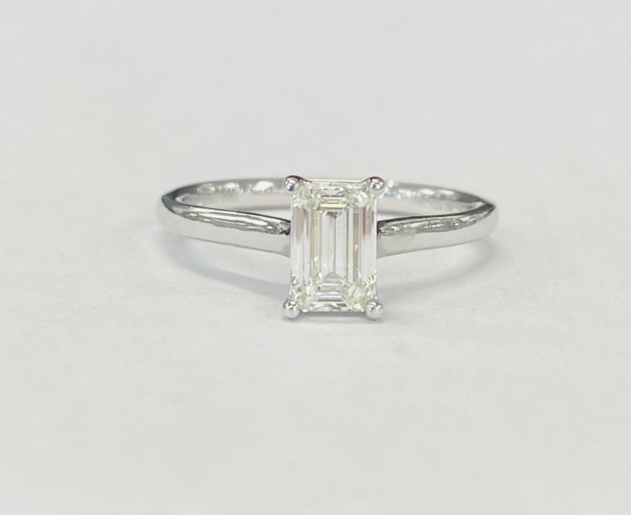 GIA Certified Emerald Cut Diamond Solitare