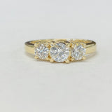 14KT Yellow Gold 1CTW Three Stone Engagement Ring
