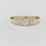 14KT Yellow Gold 1CTW Three Stone Engagement Ring