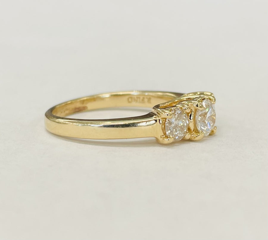 14KT Yellow Gold 1CTW Three Stone Engagement Ring