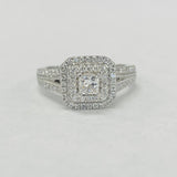 Double Halo Princess Cut 1CTW Diamond Engagement Ring