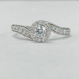 Free Form Halo Three Stone Diamond Wedding Set