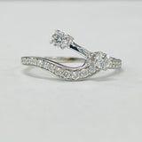 Free Form Halo Three Stone Diamond Wedding Set