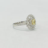White Gold Yellow Diamond Halo Engagement RIng