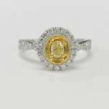 White Gold Yellow Diamond Halo Engagement RIng