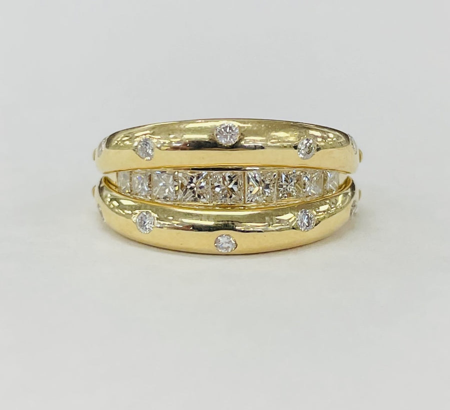 Estate Yellow Gold Diamond Peakaboo Puzzle Ring