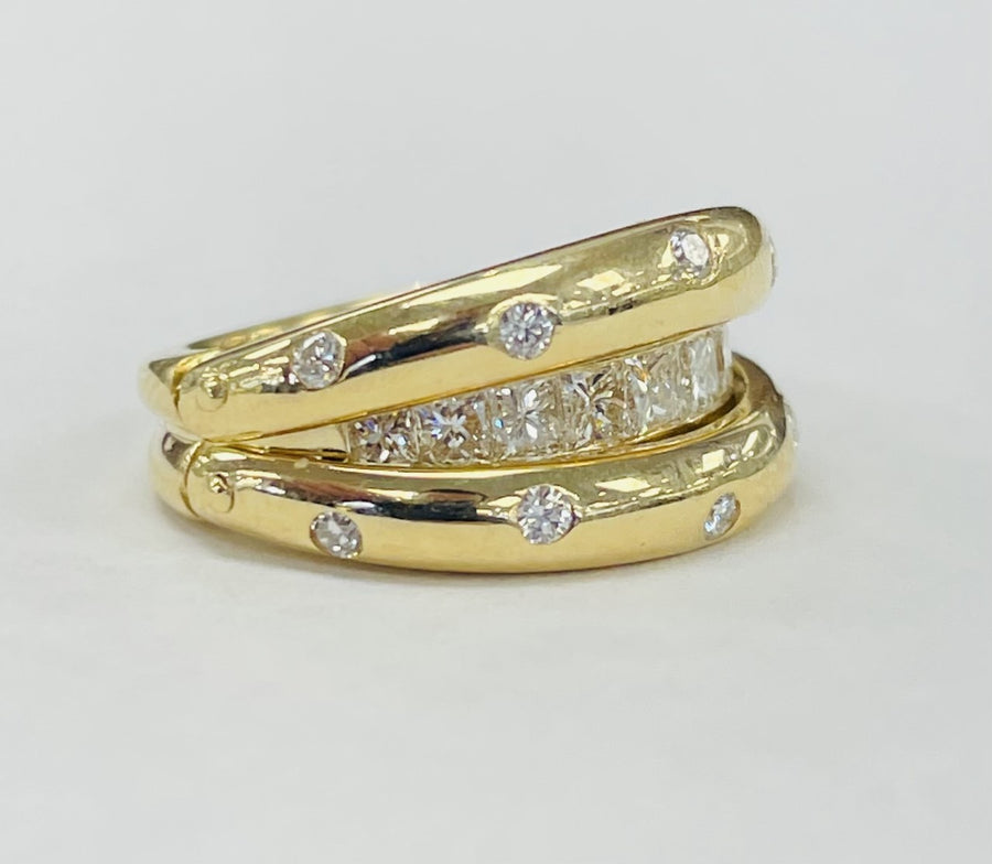 Estate Yellow Gold Diamond Peakaboo Puzzle Ring