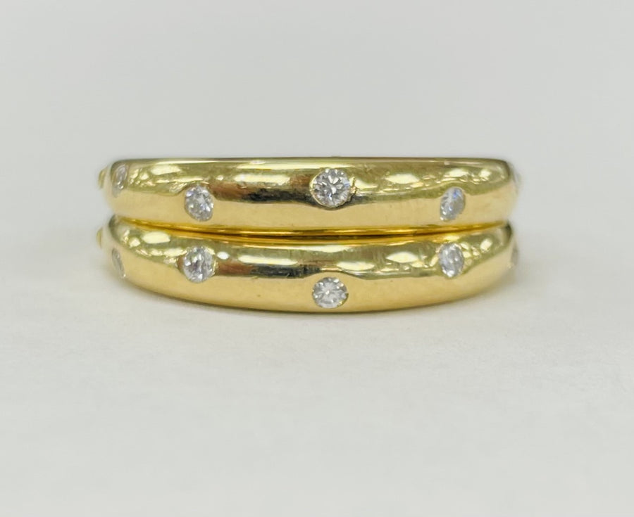 Estate Yellow Gold Diamond Peakaboo Puzzle Ring