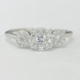 Simple Three Stone Composite Diamond Engagement Ring