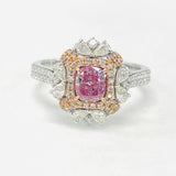 White Gold Natural Pink GIA Diamond Halo Engagement Ring