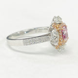 White Gold Natural Pink GIA Diamond Halo Engagement Ring