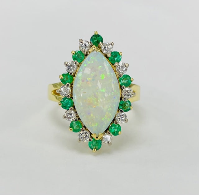 18KT Yellow Gold Statement Marquise Opal Ring