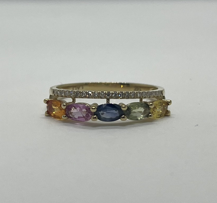 LALI Jewels Multi Color Sapphire & Diamond Ring