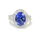 Rich 4CT Tanzanite Diamond Halo Ring