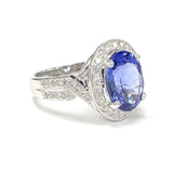 Rich 4CT Tanzanite Diamond Halo Ring